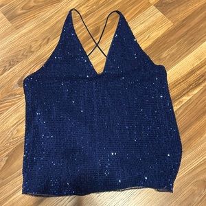 Blue sequin top